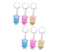 WRITWAA 6pcs Cute Pig Keychain Cartoon Raincoat Design Creative Key Chain Ornament for Bags Backpacks and Purses for Giving and Decoration Random Style