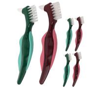 WRITWAA 6pcs Denture Cleaning Brush: Dual Head Denture Toothbrush for Seniors Portable False Teeth Care Gum Massaging Tool for Travel