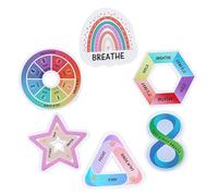 WRITWAA 6pcs DIY Textured Calm Stickers for Uneasy People Rough Surface Decompression Decals with Strong Adhesion Rainbow Geometric Fingertip Sensory Stickers for Craft Party Favors and