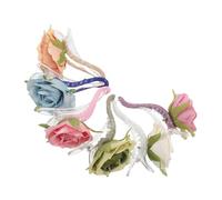 WRITWAA 6pcs Flower Hair Clips for Women Durable Duckbill Hairpins Purple Green Blue Yellow Pink White Secure Floral Barrettes for Weddings Parties and Everyday Use