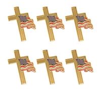 WRITWAA 6pcs Gold Tone Usa Flag Cross Lapel Pins for Jackets and Hats, Lightweight Alloy Brooches Resisting Deformation, Patriotic Statement for Memorial Day and Holiday Ensemble