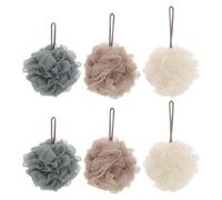 WRITWAA 6pcs Japanese Style Bath Sponge Large Shower Puff with Milk White and Khaki Colours for Gentle Exfoliation and Rich Foam Bathing Accessories