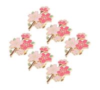 WRITWAA 6pcs Kawaii Cherry Blossom Brooch for Women Zinc Alloy Flower Pins with Enamel Festive Cute Badge Accessories for Backpacks Shirts and Jackets Durable Small Lapel Pins