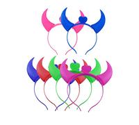 WRITWAA 6pcs Luminous Horn Headband Glowing Dark Shining Ox Horn Hairwear for Party Decorations Light up Hair Hoop Accessory for Masquerade Costume Random Color