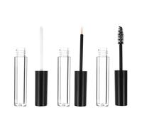 WRITWAA 6PCS Matte Black Cap Transparent Eyelash Containers with Wands Mascara Bottles and Eyelash Applicators for Cosmetic Storage and Dust Protection