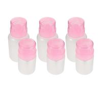 WRITWAA 6pcs Nail Pump Bottle Push down Dispenser Empty Pink Plastic Bottles for Nail Polish Remover and Makeup Use