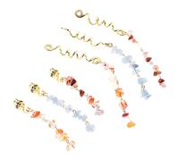 WRITWAA 6pcs Natural Stone Braid Jewelry Versatile Hair Rings for Dreadlocks Eye Catching Accessories in Orange White Dark Blue Red Long Short Styles for All Occasions