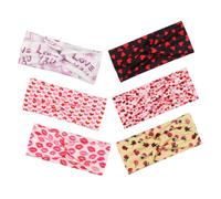 WRITWAA 6Pcs Printed Elastic Headbands for Women, Heart Lips Rose Pattern Fitness Hairbands, Stretchy Workout Hair Accessories Set for Sports and Daily Wear