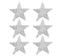 WRITWAA 6pcs Silver Five-Pointed Star Sequin Iron-on Patches with Strong Bonding for Sweaters and Bags, Versatile Decoration for Holiday Outfits and Stage Costumes, Sparkling Pet Hot Melt