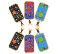WRITWAA 6pcs Stainless Steel Tarot Card Pendant Charm for Necklace DIY Jewelry Making with Vibrant Colour and Sturdy Material, Unique Tarot Card Shaped Design Suitable for Casual Settings