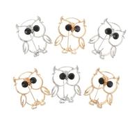 WRITWAA 6pcs Stylish Owl Brooch Pins for Women Featuring Hollow and Smooth Surface Design Lightweight and Versatile Accessories for Jackets Scarves Hats and Dresses