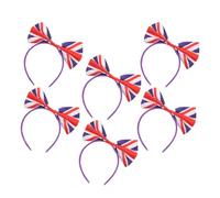 WRITWAA 6pcs Union Jack Hair Hoop Headbands with Satin Bowknot, Comfortable Material and Versatile Styling, Stylish British Flag Hair Bands for Football Fans and Uk Festival Party