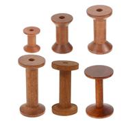 WRITWAA 6pcs Vintage Wooden Thread Spools Handmade Empty Wood Bobbins Craft Supplies for Sewing Embroidery Yarn Weaving DIY Projects Home Use