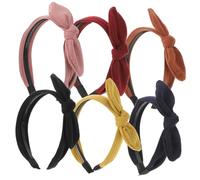 WRITWAA 6pcs Wide Knotted Bow Headbands for Women, Thick Stripe Pattern Hairbands Fall Fashion Accessories, Multi-color Rabbit Ear Design Suitable for Daily Wear and Parties