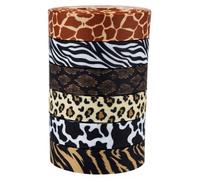 WRITWAA 6rolls Leopard Print Ribbon Yards Animal Print Ribbon Tiger Zebra Patterns for Packaging Present Bows Crafting Supplies