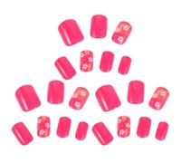 WRITWAA 72pcs Short Nails Press on Full Cover Coffin Shape Plastic False Nails with Smooth Fit and Modern French Floral Fusion Design for Easter and Wedding Manicure