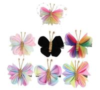 WRITWAA 7pcs Assorted Butterfly Hair Clips for Girls Handmade Organza Hair Barrettes Colorful Accessories for Parties and Everyday Use