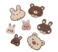 WRITWAA 7pcs Cute Animal Sew-on Applique Patches for Clothing, Bunny and Bear Embroidered Polyester-Cotton Fabric, Resistant to Fading and Deformation, for Creative DIY