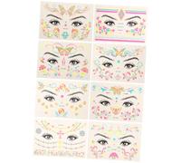 WRITWAA 8 Sheets Glow the Dark Temporary Face Tattoo Stickers Festival Decals for Women Portable Stylish Decoration for Parties and Social Media Photos