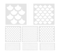 WRITWAA 8pcs Reusable Fish Scale Stencil Set Made of Flexible Pet Material with Realistic Texture, Supports Gradient Layouts for DIY Wall Art and Travel Painting Templates