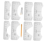 WRITWAA 8pcs Transparent PVC Sewing Alignment Ruler Kit for T-shirt DIY Crafting and Quilting Round Neck and V-neck Guide Tool for Accurate Household Measurements