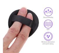 WRITWAA 8pcs Ultra-thin Black PU Leather Makeup Powder Applicator Pads for Women Soft Crystal Velvet Face Cosmetic Tools Lightweight Reusable Foundation Applicators for Loose Powder and