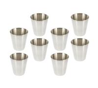 WRITWAA 8pcs Whisky Cup Stainless Steel Shot Glasses 70ml Silver Smooth Edges Without Burr Delicate Simple Style for Home Banquet