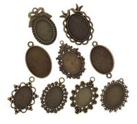 WRITWAA 9 Pcs Alloy Pendant Tray Base for Inserts and Craft Projects | Vintage Style Look, Easy Gluing, Beginner Friendly Choice, for Resin Casting, Photos and Jump Settings Random Style