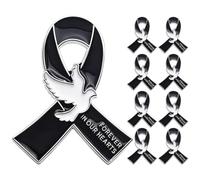 WRITWAA 9pcs Black Mourning Brooch Pin with Dove for Funeral Guests