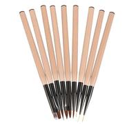 WRITWAA 9pcs Nail Art Liner Brush Set for Women with Easy-to-grip Design and Acrylic Nylon Tips, for Painting Flowers and Nail Art Supplies in Beige for Professional Manicure