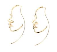 WRITWAA Abstract Face Shaped Earrings Gold Tone Unique Creative Studs Lightweight Lady Ear Decor Fashion Jewelry Gift for Women Daily Wear