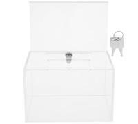 WRITWAA Acrylic Suggestion Ballot Box with Lock and Sign Holder, High Transparency Design for Voting and Elections, Sturdy Fundraising Donation Box with Slot for Feedback and Suggestions