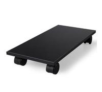 WRITWAA Adjustable Computer Tower Stand with Wheels, Wooden Floor Holder | Desk Use, Ventilated Open Frame, Black Finish, Smooth Casters, for Desktop PC Case and Home