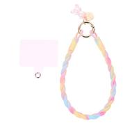 WRITWAA Adorable Phone Lanyard Night Glow Silicone Bear, Blue-pink Gradient Anti-lost Smartphone Wrist Strap for Women, Decorative Mobile Phone Strap for Everyday Use