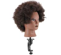 WRITWAA African Head Hair Styling Training Mold Afro Hair Practice Head for Barber Cosmetology Students
