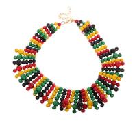 WRITWAA African Style Multi-layer Wooden Bead Necklace Lightweight Hand Polished Colorful Choker for Women Suitable for Occasions Unique Ethnic Boho Jewelry