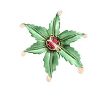 WRITWAA Alloy Brooch Adorable Beetle Leaf Shaped Handmade Enamel Breastpin Elegant Lovely Pin for Clothes Vintage Decoration