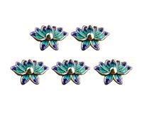 WRITWAA Alloy Lotus Pendant Charms Fine Workmanship Blue 10pcs Ethnic Style Delicate Bracelets for DIY Jewelry Making for Dangle and DIY Projects