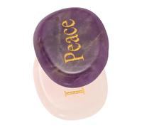 WRITWAA Amethyst Inspirational Worry Stone with Peace and Love Engraving Natural Crystal Agate Pebble for Anxiety Relief Pocket-sized Positive Palm Stone for Meditation and Decoration