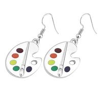 WRITWAA Artist Paint Palette Earrings for Women Silver Dangle Drop Earrings Teacher Jewelry Suitable for School Artists