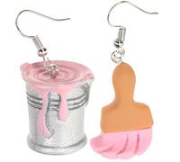 WRITWAA Asymmetrical Paint Brush Earrings with Pigment Bucket Design Resin Statement Earrings for Women Funky Festival and Daily Wear