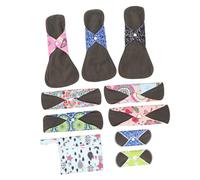 WRITWAA Bamboo Menstrual Pads Washable Sanitary Napkins 10pcs Set Large Medium Small Sizes and Storage Bag Reusable Hygiene Pads for Women Period Care