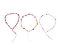 WRITWAA Beaded Phone Lanyards with Polymer Clay Charms 3pcs Mobile Phone Hanging Lanyard Lightweight and Easy to Install for Ladies for Music Players and USB Flash Drives