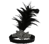 WRITWAA Black Plume Headband Sequin Hair Accessory Elegant 1920s Headpiece for Women Stylish Hair Decoration for Special Day Dance
