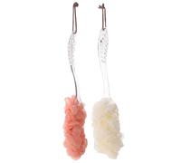 WRITWAA Body Exfoliating Brush Plastic and Nylon Material with 17 Inch Long Handle 2pcs Back Scrubber Fits Back's Curves for Shower for Bathroom Essentials and Daily Shower Routines