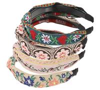 WRITWAA Bohemian Embroidery Headbands 4pcs Wide Floral Hair Bands for Women and Girls Retro Ethnic Style Decorative Cloth Art Accessories