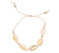 WRITWAA Bohemian Shell Beads Bracelet Women Stretch Bracelet Handmade Hawaii Feet Fringe Decor Bangle