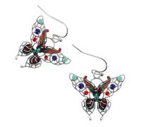 WRITWAA Boho Butterfly Dangle Earrings Lightweight Copper Drop Jewelry for Tropical Party Women Vintage Ethnic Style with Dynamic Pendant Motion for Daily Wear and Sensitive Skin