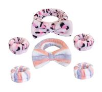 WRITWAA Bow Face Wash Headband and Wristband Set Adorable Style 2 Sets Made of Soft Cloth Material Prevents Water from Flowing down Arms for Women for Makeup and Shower Use