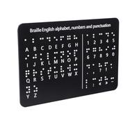 WRITWAA Braille Alphabet and Board with Raised Dots for Letters Numbers and Punctuation Durable Tactile Learning Teaching Aid for Blind Beginners Black Horizontal Design